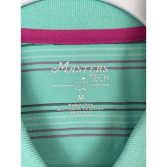 Masters Tech Augusta National Polo Shirt Mens M Stripe Golf Performance Popover - Picture 4 of 11